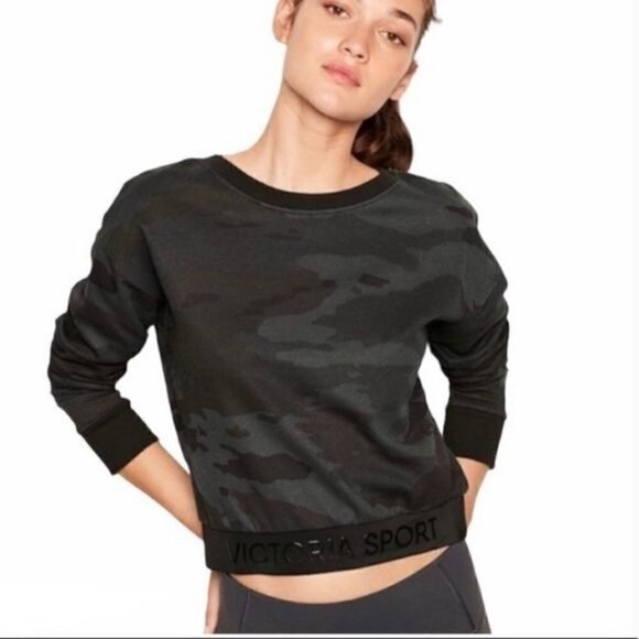 Victoria Sport Dark Camo Cropped Sweatshirt L - Picture 8 of 8